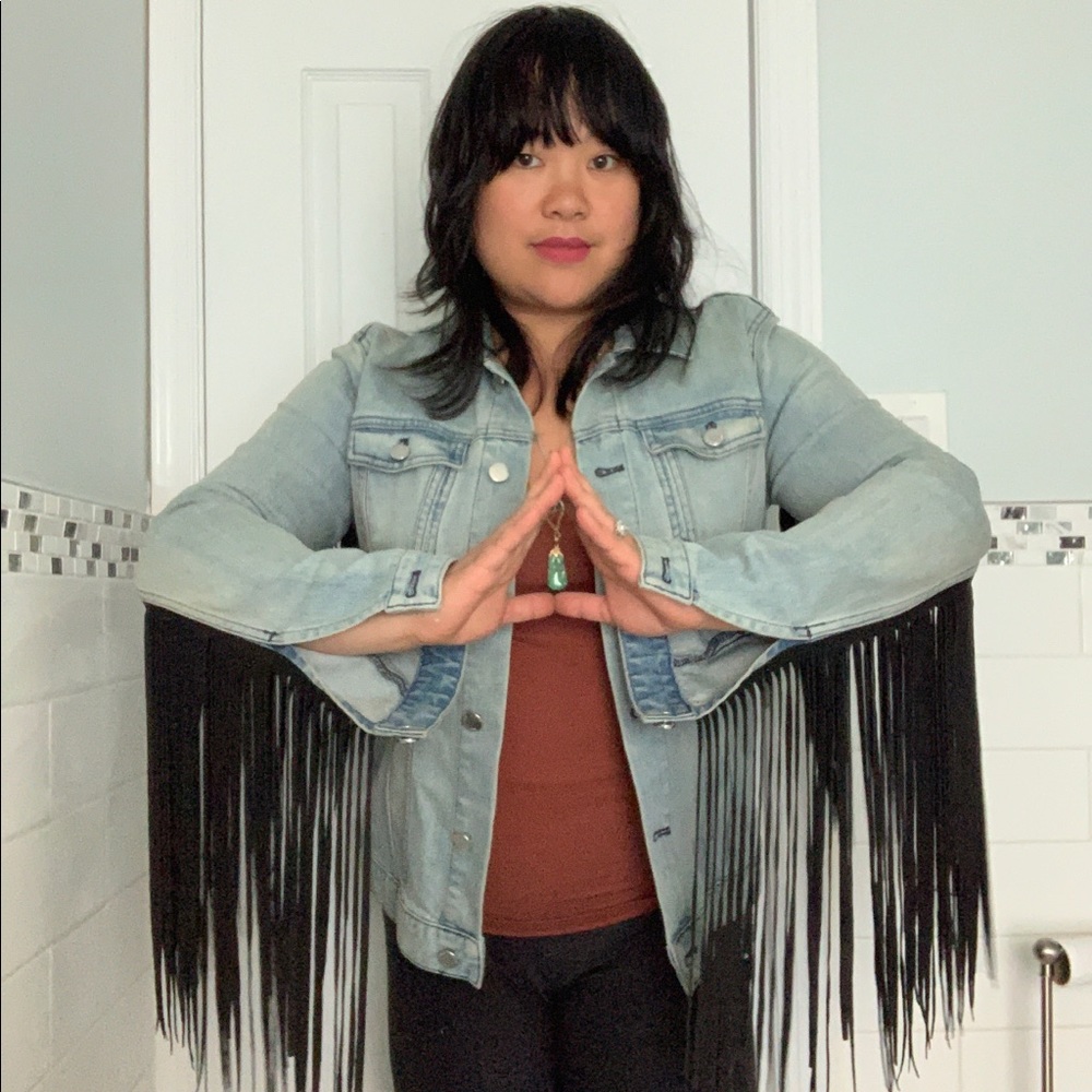 Blk Dnm Fringe Denim Jacket sz L